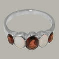 thumbnail image 5 of LBG British Made 10k White Gold Garnet & Opal ring Womens Band Ring - 33 size options - Size 11.75, 5 of 6