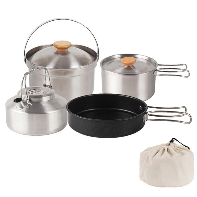 Stainless Steel Pot Pan Kettle Set Multi-Purpose Cooking Accessories Camping Accessories
