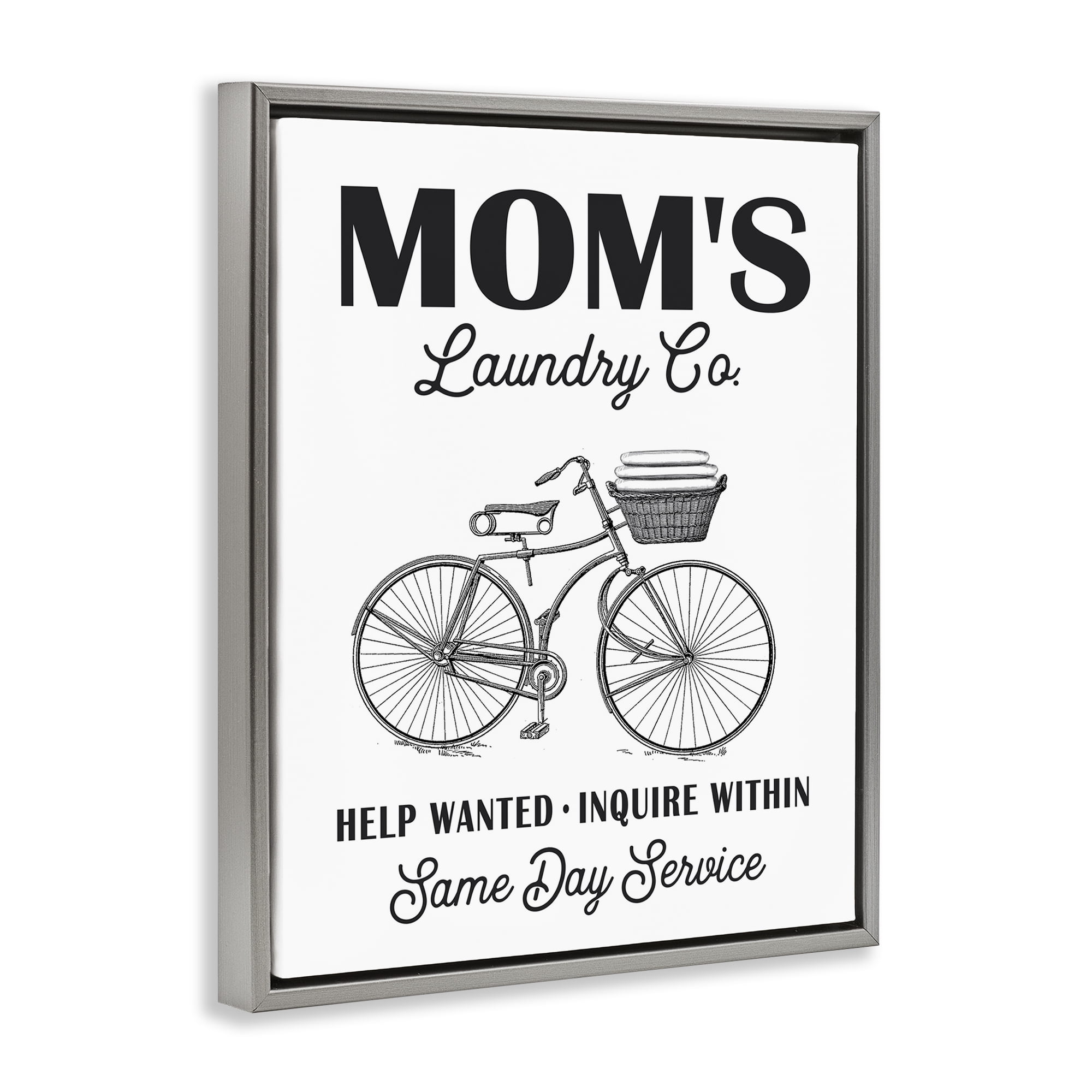Stupell Industries Mom's Laundry Co Typography Painting Gray Floater Framed Art Print Wall Art, 25 x 31