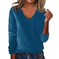 thumbnail image 2 of Sweaters for Women V Neck Long Sleeve Cozy Soft Pullover Tops Loose Casual Knitted Warm Sweater, 2 of 5