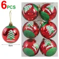 thumbnail image 3 of 30/6 piezas de bolas navideñas rojas y blancas para colgar en el árbol de Navidad, bolas navideñas con purpurina, decoración para fiestas de Año Nuevo en el hogar, 3 of 5