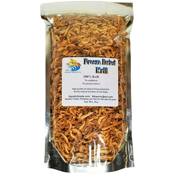5oz. Krill, Freeze Dried Krill, 100 Arctic Krill for Oscars, Arowana, Large Cichlids, Marine