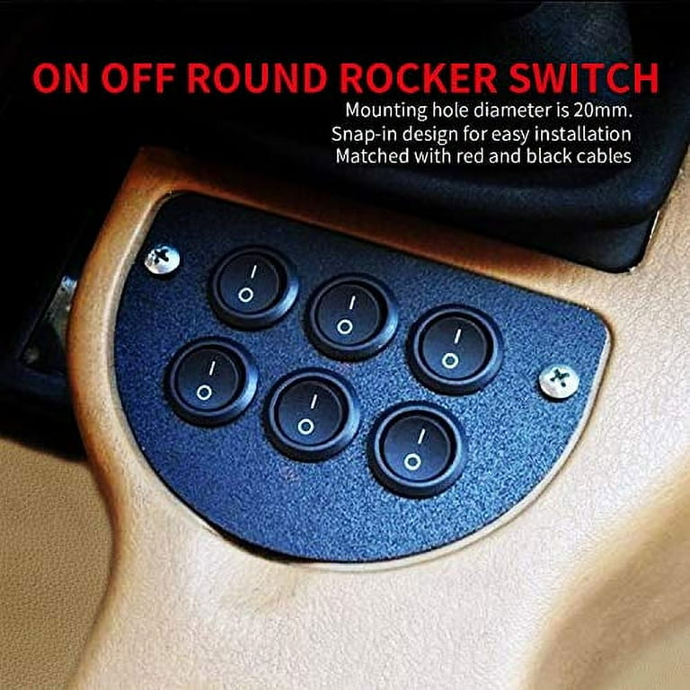 On Off On Toggle Switch ON Off Round Rocker Switches SPST 20mm Mini 12 ...