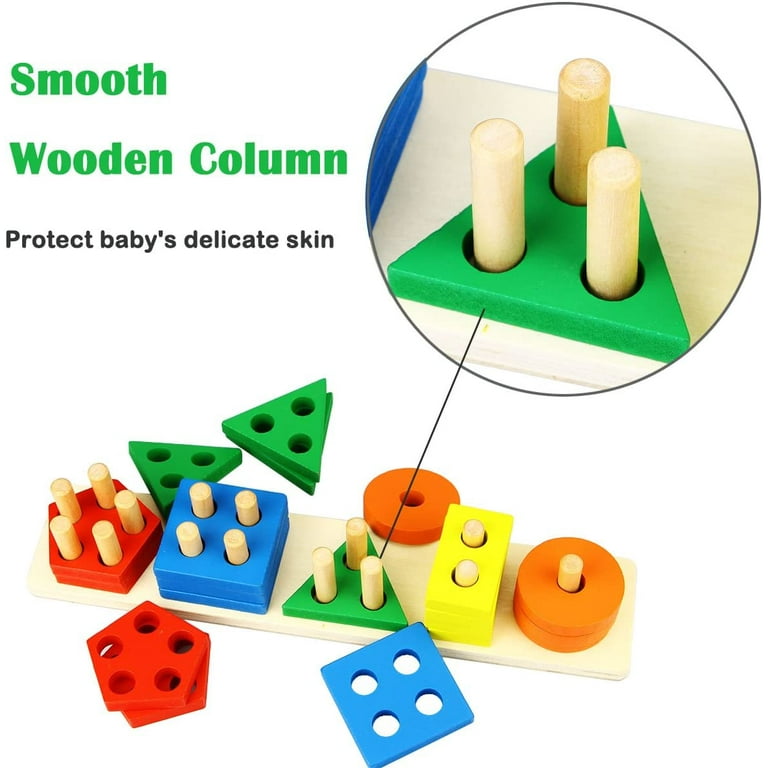 Montessori Toys For 1- 3 Year Old Boys Girls-wooden Sorting & Stacking Toys  For Baby Toddlers,educational Shape Color Sorter Preschool Kids Gifts  Christmas 、halloween 、thanksgiving Gifts, Today's Best Daily Deals