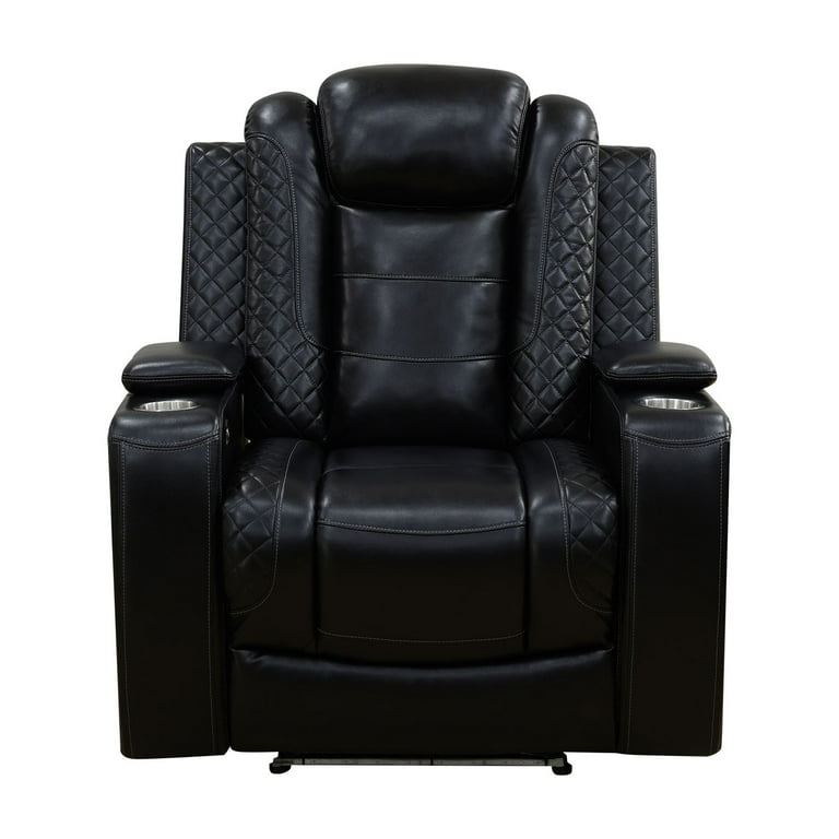 Gewnee Power Recliner Chair, Black Air Leather with USB & Massage photo 6