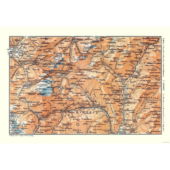 Historic Map - Val Divedro Switzerland Italy - Baedeker 1921 - 33.59 x 23 - Vintage Wall Art