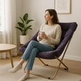 thumbnail image 4 of CRXX Square Saucer Chair for Adults, Oversized Folding Cozy Lazy Chair with Metal Frame for Bedroom, Living Room, Dorm Room, Apartment (Purple), 4 of 9