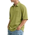 thumbnail image 4 of Men's Polo Shirts Short Sleeve with Pocket T-Shirts 3 Buttons Casual Polo Moisture Wicking Golf Shirts Army Green L, 4 of 7