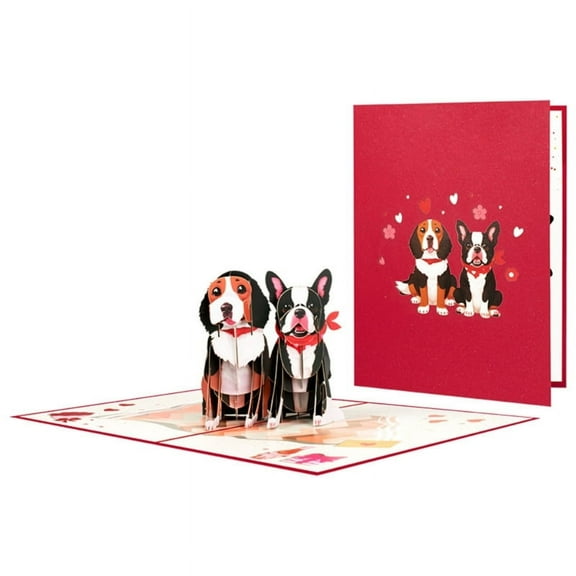 SIEYIO 3D Popup Dog Heart Card with Envelope Valentines Day Birthday Anniversary Greeting Cards for Couples Wife Husband Friend