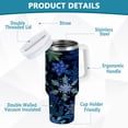 thumbnail image 4 of 30 oz Insulated Stainless Steel Tumbler Double Wall Stainless Steel Tumbler with 2-Way Drinking Blue-purple Snowflakes, 4 of 9