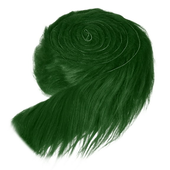 Uxcell Faux Fur Fabric, 60 x 2 Inch Plush Faux Fur, Fluffy Fuzzy Fabric Precut Strips for Crafts Beard Hair, Dark Green