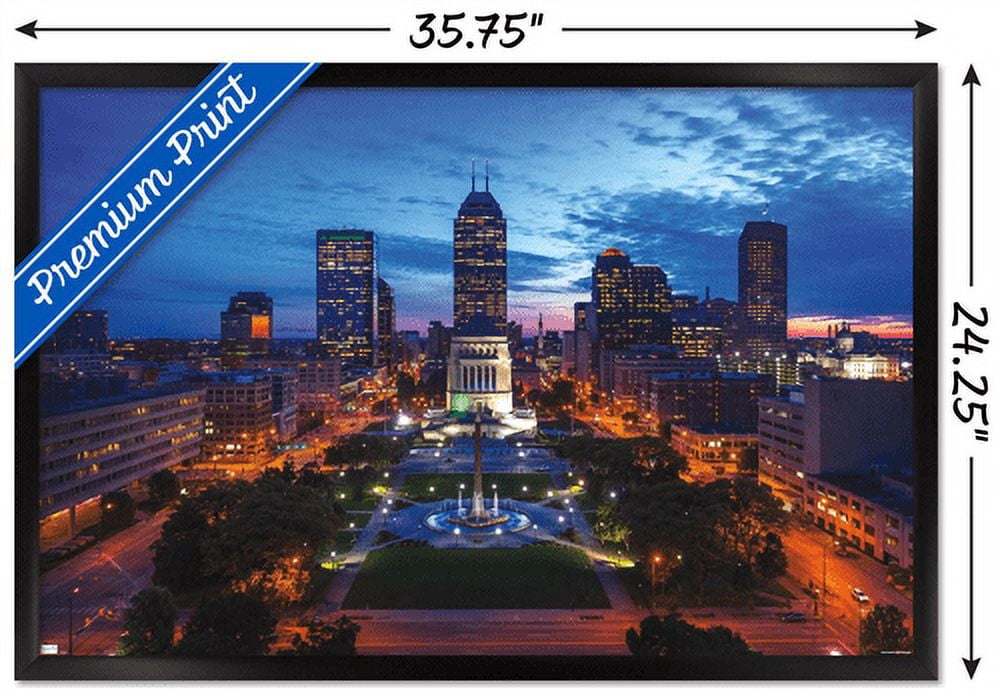 Cityscapes - Indianapolis, Indiana Wall Poster, 22.375" x 34", Framed