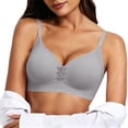thumbnail image 2 of VISALY Sports Bras for Women Bralettes for Women Full Coverage Support Bras for Older Women Lift No Underwire Seamless T-Shirt Bra Comfortable Lightly Padded No Show Bra Basic Lift Bras Silver Xxl, 2 of 6