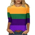 thumbnail image 2 of SOOMLON Mardi Gras Outfit for Women Tuesday Shirts Carnival Themed Party 3/4 Sleeve Outfits Funny Striped Graphic Tshirts Tunic Crewneck Tops New Orleans Holiday Blouses 2025 Multicolor XL, 2 of 5