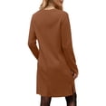 thumbnail image 4 of UVN Vestidos para Mujer Otoño Invierno Manga Larga Cuello Redondo Casual Jersey Sudadera Vestido con Abertura Lateral, 4 of 8