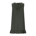 thumbnail image 6 of Women's Summer Casual V-Neck Sleeveless Mini Dress Tie Shoulder Width Layered Ruffle Flowing A-line Skirt Short Skirt Gray XXL, 6 of 7