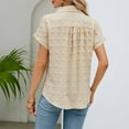 thumbnail image 4 of Women Button Down Shirt 2024 Summer Dressy Casual Work Tunic Tops Beach Loose Fitted Short Sleeve Going Out Blouse, 4 of 4