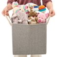 thumbnail image 3 of [Set of 3] Foldable Fabric Storage Cube Bins with Cotton Rope Handle, Collapsible Resistant Basket Box Organizer for Shelves, Closet, and More – Gray 33 x 33 x33 cm, 3 of 8