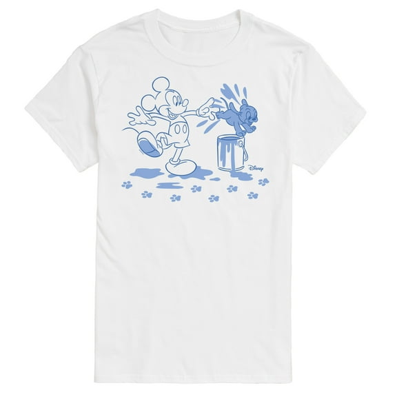 Disney - Mickey Mouse - Blue Pup Prints & Outline - Men's Short Sleeve Graphic T-Shirt