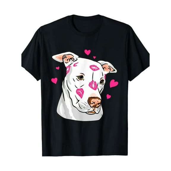 Cute Pitbull Dog Love And Hearts Funny I Love PitBull Dogs 220g 100% Cotton T-Shirt