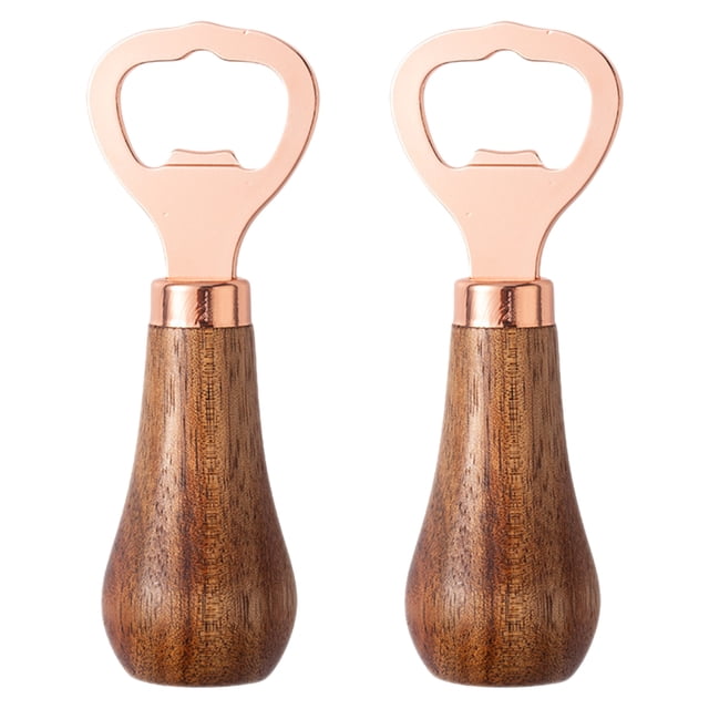 2 abridores de botellas de cerveza manuales con mango de madera