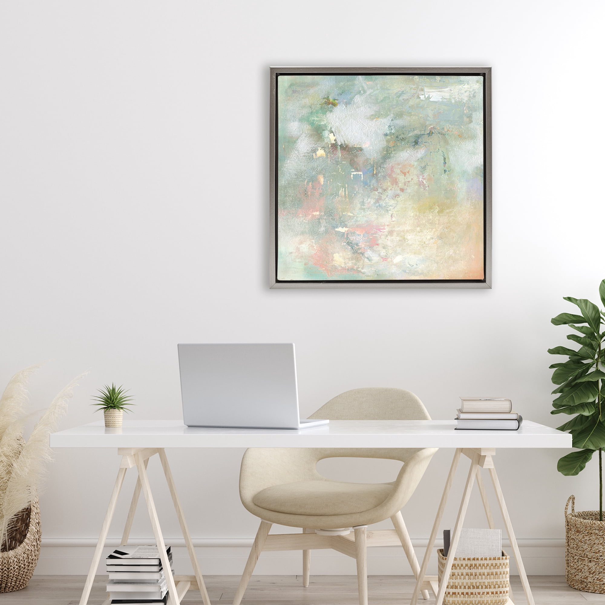 Stupell Industries Ethereal Brushstroke Harmony Gray Framed Floater Canvas Wall Art, design by Carol Robinson