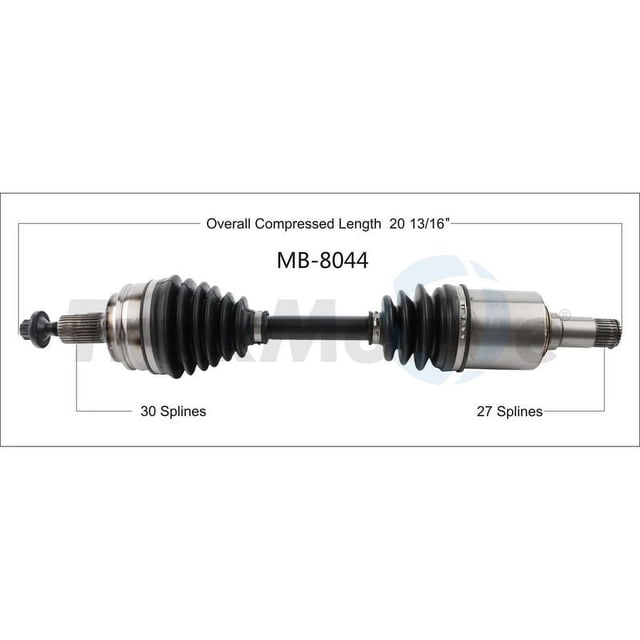TrakMotive CV Axle Shaft MB-8044 OE Replacement; 20 13/16 Inch Overall Compressed Length