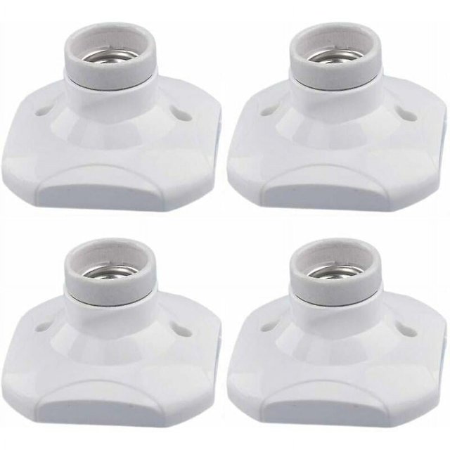 Triomphe E27 LED Light Bulb Socket, Ceramic E27 Socket and Plastic Base, E27 Wall Socket, White E27 Socket with Ring for Entrance/Ceiling/Balcony Ligh