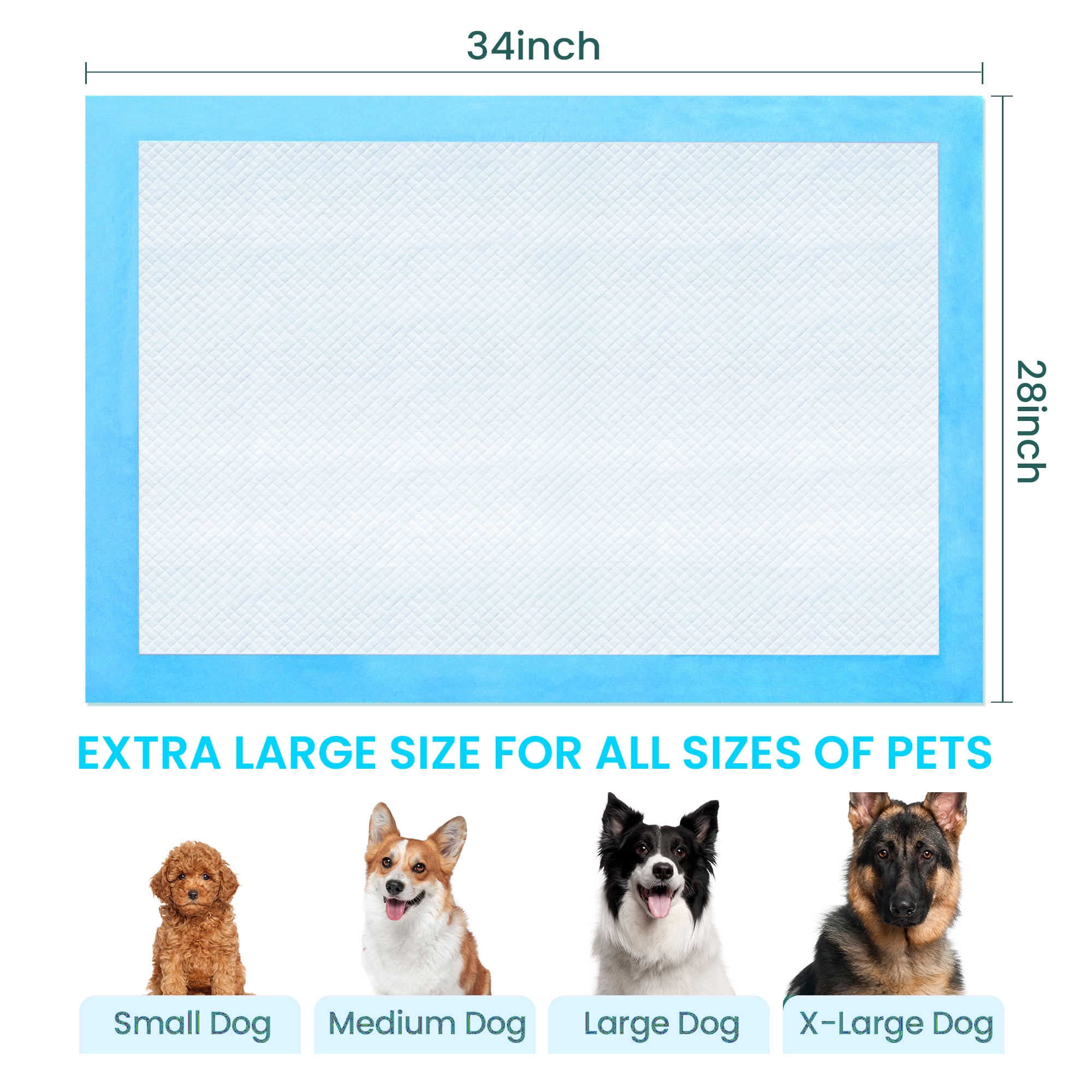 Red Rabbits Dog Training Pads 100-Count Disposable Pet Pad 28x34 inch XL
