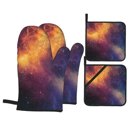 

Colored Starry Sky Oven Mitts and Pot Holders Sets for Cooking Baking Grilling