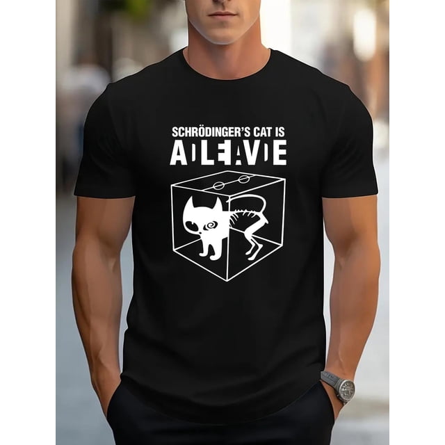 Playera Hombre The LabelMen's Casual Cotton T-Shirt - Short Sleeve, Round Neck with Unique Cat & Letter Design - Perfect for Summer Leisure & Sports Tee For Adult, Men, Women, Teen, Teenager, Adoles