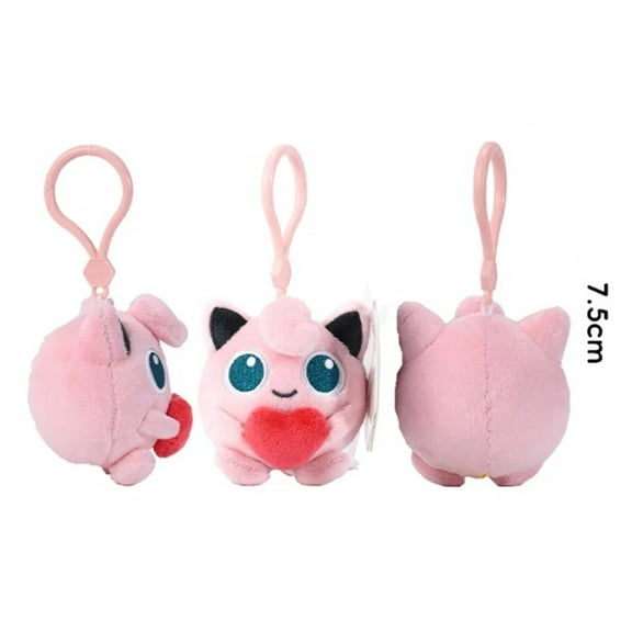 Jigglypuff Plush Clip Keychain with Heart – 8cm Official Licensed Backpack Accessory