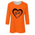 thumbnail image 4 of Dadaria Tee-Shirt pour Femmes Orange Manches 3/4 Col Rond Grandes Tailles Hauts Été Empreintes de Main Chandail Blouses TG, 4 of 5