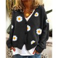 thumbnail image 3 of Guardurnaity Suéter de mujer Lints invierno otoño estampado de flores adorables estampado de manga larga cuello en V transpirable lavable suelto señoras Prendas para la parte del cuerpo Negro SG Guardurnaity AP012615-19, 3 of 6