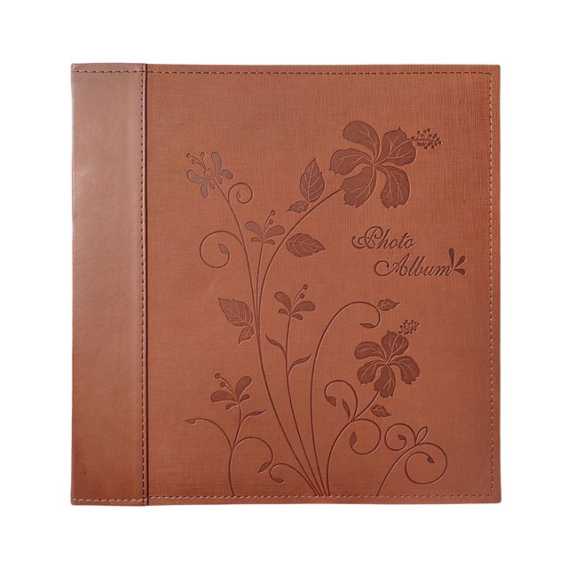 Álbum de fotos adhesivo de 12 pulgadas, planificador de memoria, libro DIY, organizador de bodas de cumpleaños, funda de PU, soporte de imagen Almacenamiento y organización del hogar Marrón Yuarrent HA074068-01