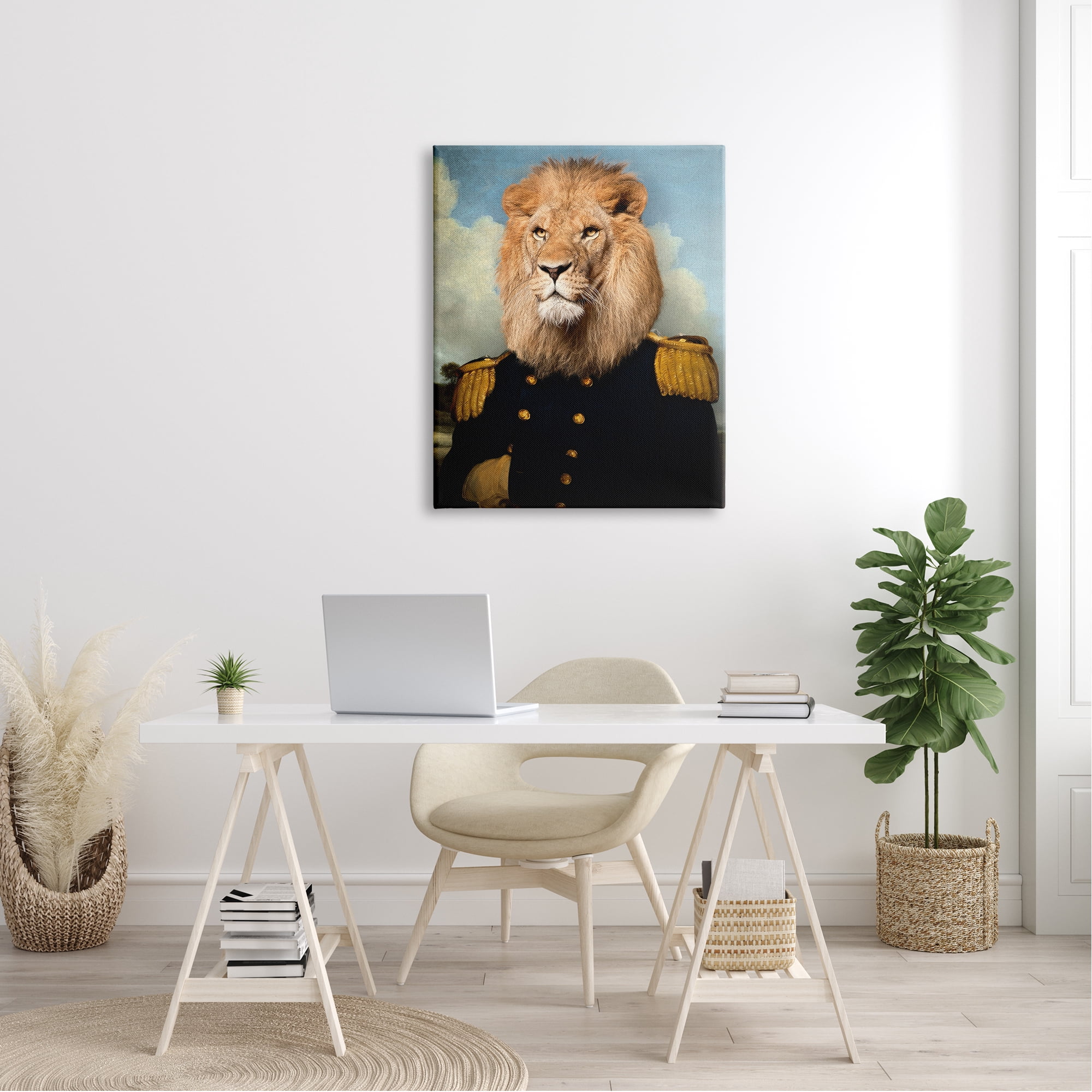 Stupell Industries Regal Lion Portrait Military Uniform Adorned Epaulettes Canvas Wall Art, 30 x 40, Design by Philippe Tyberghien
