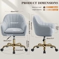 thumbnail image 3 of COOLHUT Office Desk Chair with Padded, Velvet Vanity Chair with Back and Wheels, Comfy Home Office Chiar with Gold Legs, Height Adjustable, Rolling Chair for Vanity Room, Makeup Room, Bedroom, Gray, 3 of 9