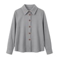 thumbnail image 6 of GUACER Tops for Women Waffle Knit Long Sleeve Button Down Collared Button-Down Shirts, 6 of 7