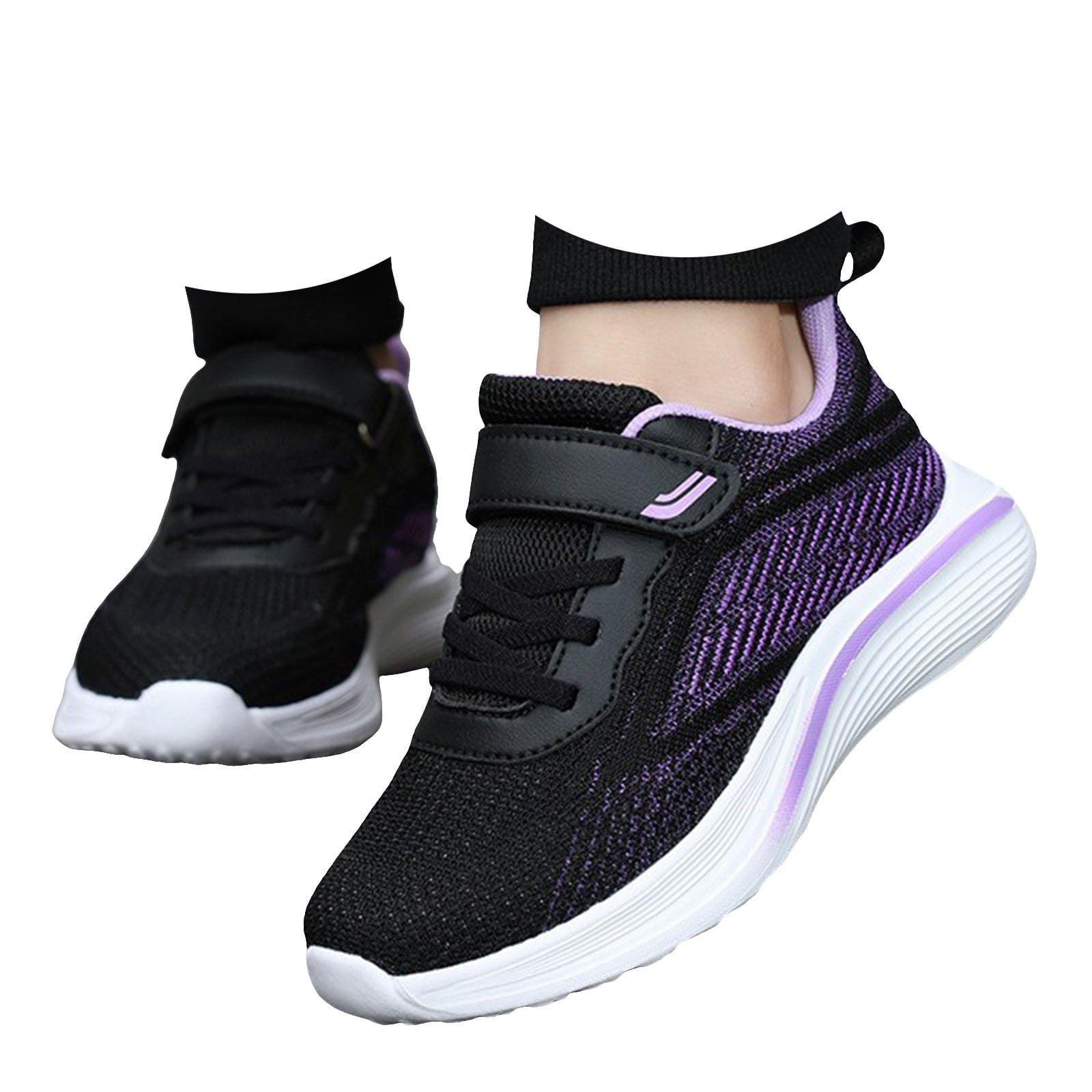 Kids Sock Shoes Boys Girls Sneakers Athletic Fitness Tennis Walking School Shoes for Toddler/Little Kid/Big Kid(Black,8-9 Years)