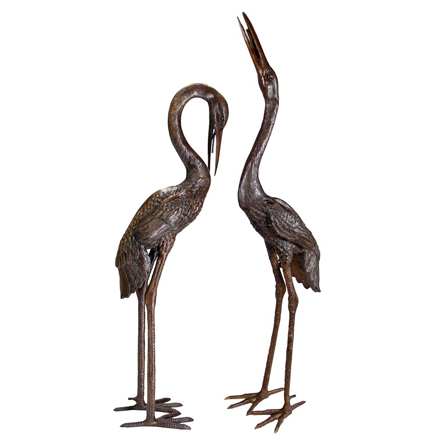 Design Toscano Large Herons Cast Bronze Garden Statue Set