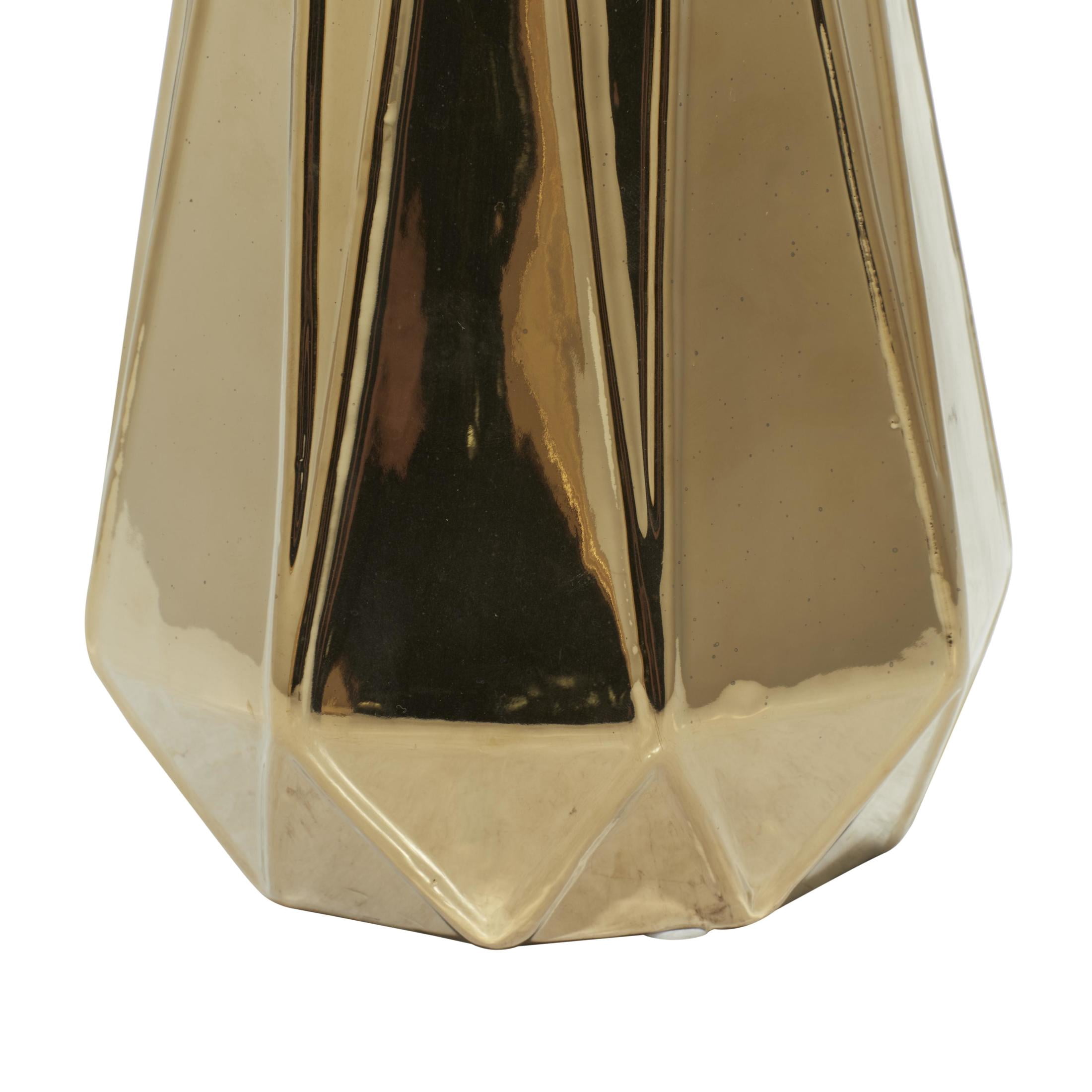 DecMode 14", 11", 7"H Geometric Gold Ceramic Vase, Set of 3