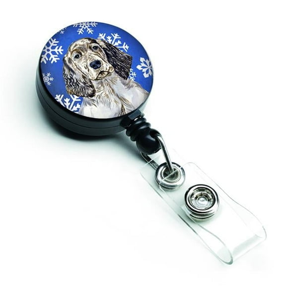 Carolines Treasures LH9277BR English Setter Winter Snowflakes Holiday Retractable Badge Reel
