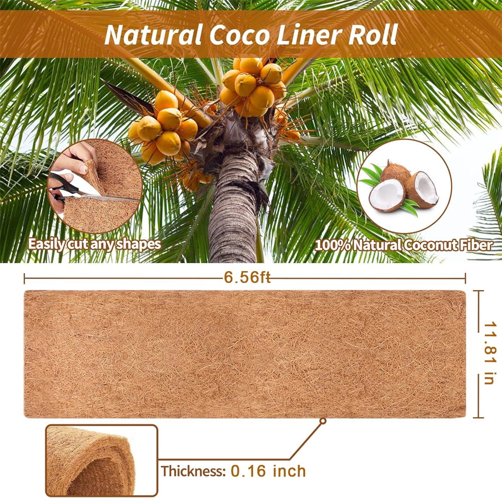 Triani 78.7x11.8 inch Natural Coconut Coir Liner Sheets Thicken Coconut Mats for Reptiles Carpet Garden Decoration Animal Pet Pad