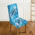 thumbnail image 2 of COEQINE Dining Room Chair Slipcovers Set of 1, Stretchable Universal Fit Chair Protector Polyester Spandex Machine Washable Covers for Dining Room, Hotel, Ceremony, Sea Turtle Flower Blue, 2 of 7