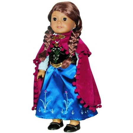 - Doll Clothes - Princess Anna Dress Outfit WITH EMBROIDERED DETAILS Fits American Girl Doll and 18 inch dolls