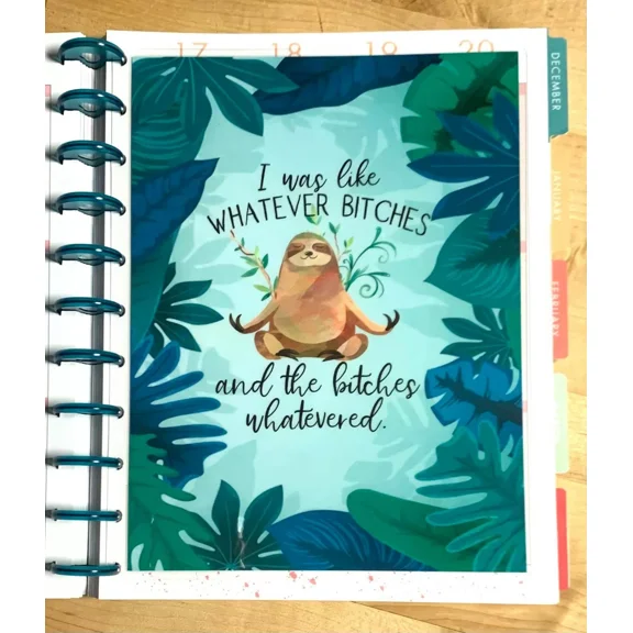 Sloth 'Whatever' Two-Sided Dashboard/Insert 4 Use W Big Happy Planner-