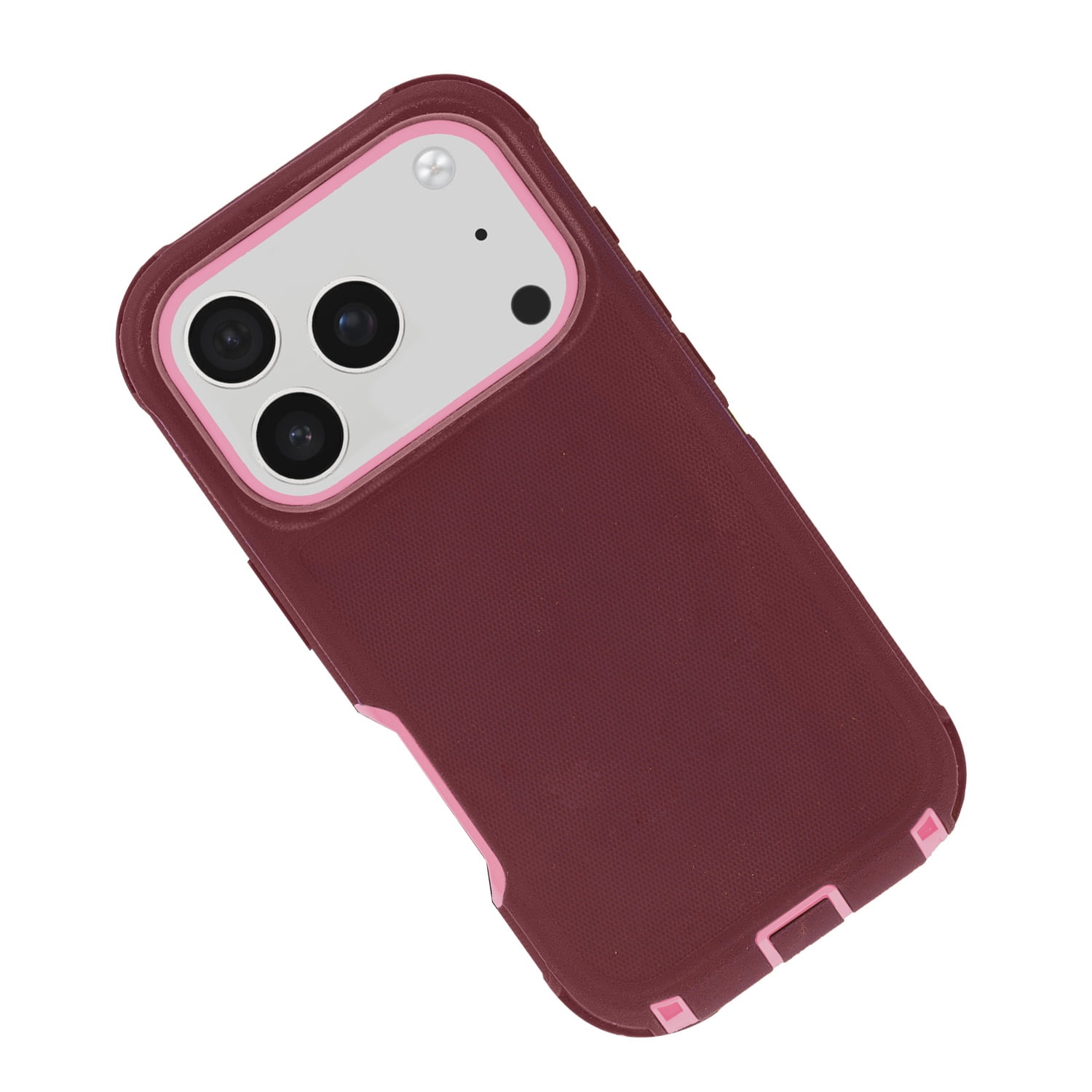 Full Body Heavy Duty Case for iPhone 17 Pro Max - Maroon and Pink