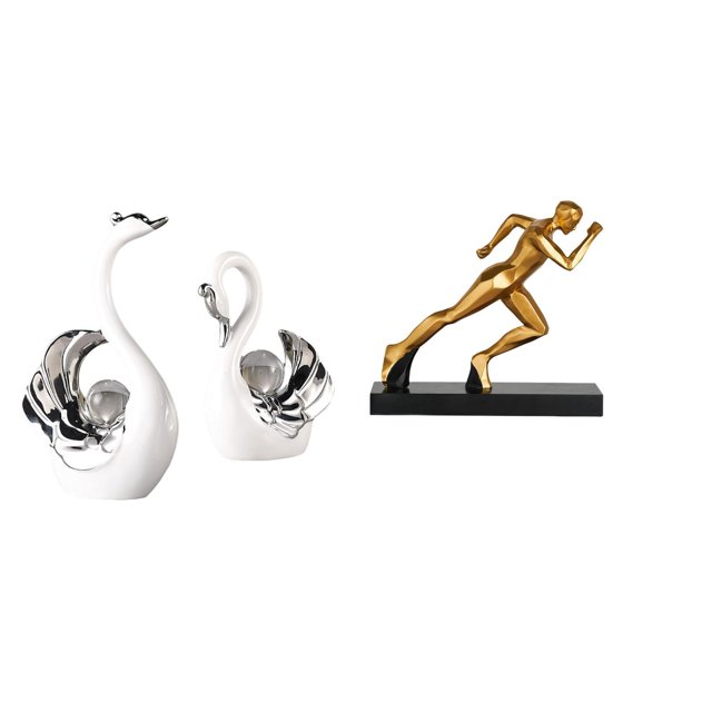 estatua de cisne,Figuras de cisne de cerámica modernas,Estatua del corredor,Estatua de corredor Escultura de arte abstracto Figura,Estatua de personaje para centro de mesa coleccionable