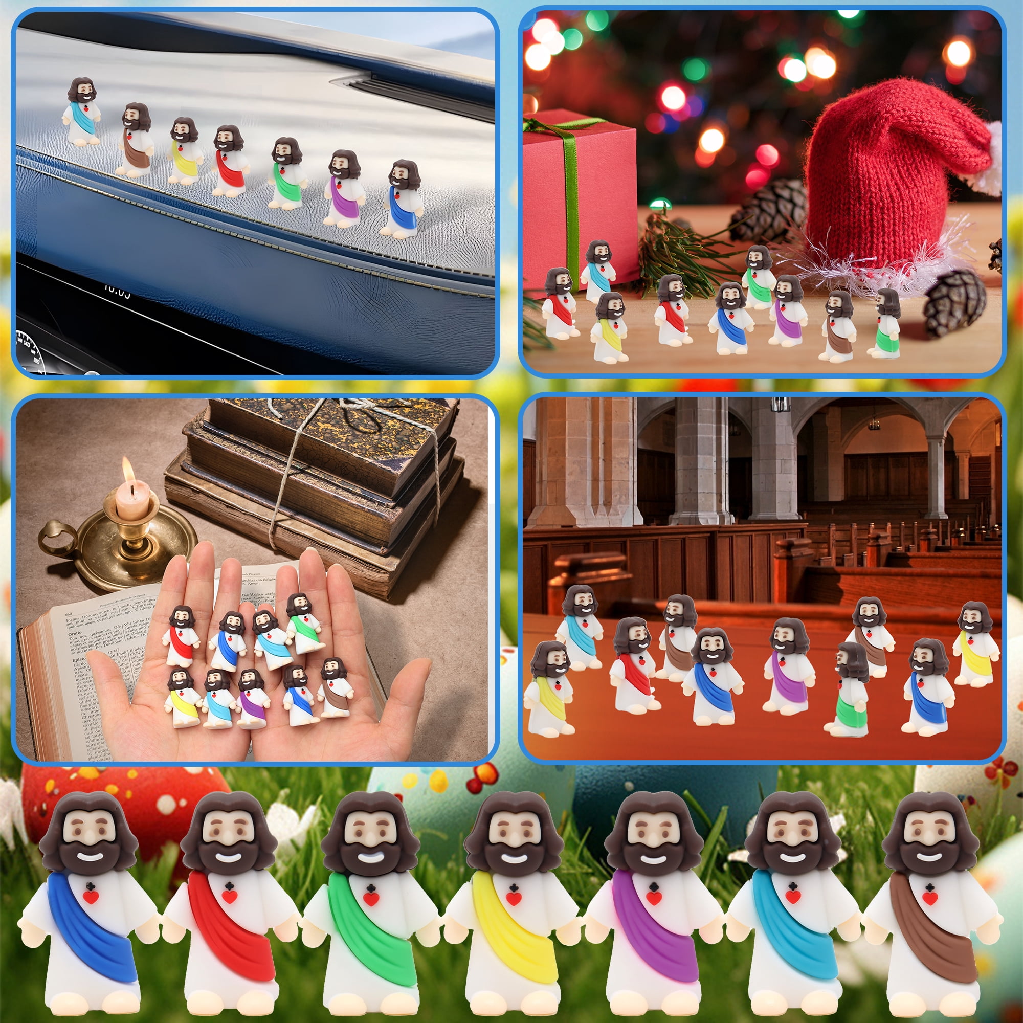 200pcs Mini Jesus Multi Color Set Statues Christian Festival Decor Jesus Challenge Party Props Fun Social Media Games Creative Church Party Easter Gifts