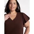 thumbnail image 4 of Terra & Sky Women’s Plus V Neck Mini Dress with Short Flutter Sleeves, Sizes 0X-5X, 4 of 5